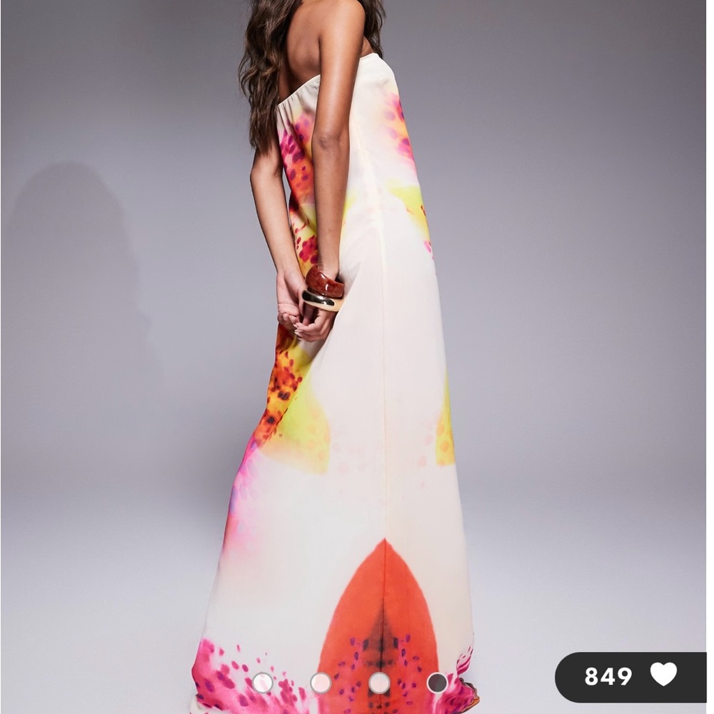 ASOS Strapless Maxi Dress with Vibrant Print